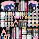 Acrylic Nail Kit with Drill Nail Kit Acrylic Set for Beginner Nude Pink White 12Pcs Glitter Powder Nail Art Rhinestones 200Pcs Tips for Women Manicure DIY