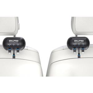 OHLPRO Retractable Backseat Car Charger [2 Pack], 3-in-1 Multi Car Charging Station with USB-C/USB-i/Micro-USB, 15W Fast Charging for iPhone, Samsung, Android, Headrest Mount for Uber Taxi Rideshare