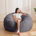 MAXYOYO Bean Bag Chair for Adults, Large 5 ft Bean Bag Chair with Foam Filling, Ultra Soft Fur Lazy Sofa for Living Room Bedroom, Machine Washable Cover