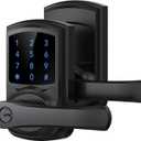 Signstek Keyless Entry Door Lock with Handle, Digital Keypad Door Knob, Smart Electronic Lock with Code, Touchscreen, Auto-Locking, Matte Black