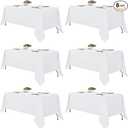 Fitable White Tablecloths for Rectangle Tables, Pack of 6 - 70 x 120 Inches - Reusable and Washable Table Clothes for 6-8 Ft Tables, Polyester Fabric Table Covers for Wedding, Party, Banquet