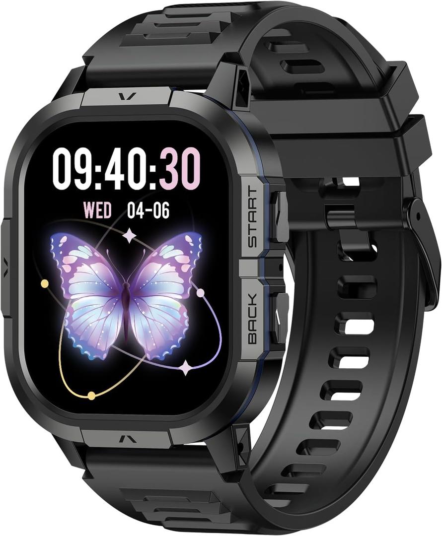 Smart Watch for Men Fitness Tracker: Waterproof Military Digital Mens Watches Running Make Answer Call Smartwatch Android Phone Sleep SpO2 Heart Rate Monitor Step Pedometer