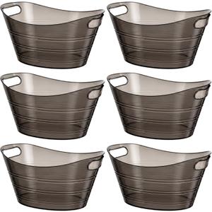 Patelai 6 Pcs Plastic Ice Buckets with Handles,7 Liter,Black Clear (EXP 01/01/27)