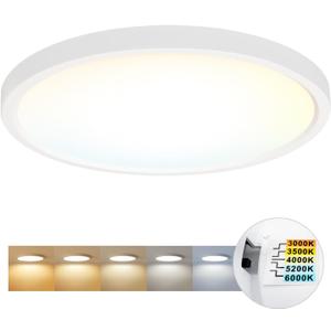 LVWIT 15.8inch Ceiling Light, Led Lights, Flush Mount Ceiling Light, 5CCT Ceiling Light Fixture, 3000K/3500K/4000K/5200K/6000K, 36W Led Lights for Bedroom, Bathroom, Hallway, 1PCS, White, JM-FH400DL (15.8 inch - 1pcs)