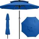 AreShark 9ft 2 Tiers Patio Umbrella - Outdoor Umbrella Waterproof UV Protection, Market Table Umbrella w/Push Button Tilt&Crank for Pool, Porch, Garden(Royal Blue)