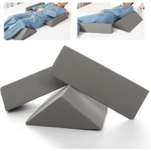 Fanwer Positioning Wedge Pillow for Side Sleeping (3 in 1), 40 Degree Triangle Bed Wedges & Body Positioners for Back Pain, Preventing Bedsores, After Surgery, Knees Elevated, Pregnancy,Grey