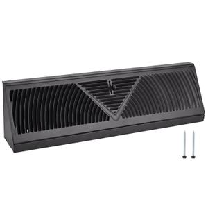 18 Inch Baseboard Register (Duct Opening Size) - Baseboard Vent Covers for Home - Easy Adjust Air Supply Lever Floor Baseboard Diffuser (Black)