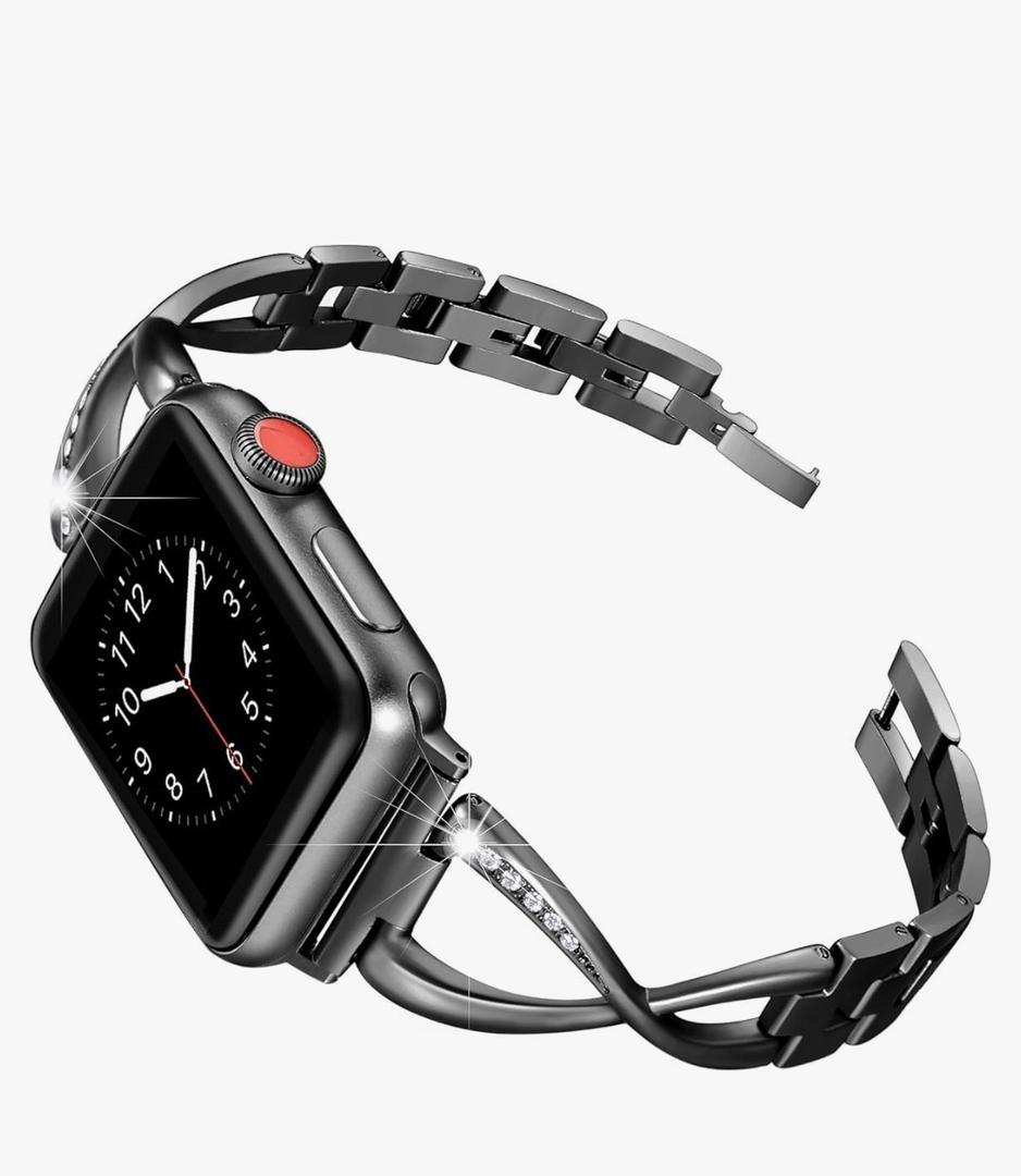 Secbolt Bands Compatible with Apple Watch Band 38mm 40mm 41mm 42mm 44mm 45mm 46mm 49mm Iwatch SE Series 11/10/9/8/7/6/5/4/3/2/1 Women Dressy Jewelry Metal Accessories Wristband Strap