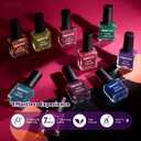 OpenLive Reflective Nail Polish 12 Colors With Base Coat and Top Coat Glitter Red Bule Purple Green Nail Polish Set Quick Dry Sparkle Winter Manicure Long Lasting for Holiday Gift Giving 5ML