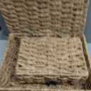 Novabright 2 Pcs Seagrass Storage Basket Box with Lid Decorative Box Storage Basket with Lid Rectangular Woven Shelf Baskets Bins for Table Home Decor Organize, 14.7 x 11 x 5 & 11 x 8 x 4 Inch
