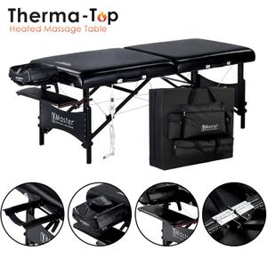 Master Massage 30 Galaxy Therma Top Portable Massage Table for Professional& Home Use, Adjustable Height Travel Massage Bed, Salon Beauty Spa Tattoo Lash Bed with Accessories (Black)