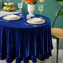GLORY SEASON Velvet Tablecloth Luxurious Solid Round Table Cloth,Oblong Retro Farmhouse Ruffle Tablecloths Washable Table Cover for Party Wedding Baby Shower Kitchen Dinning Tabletop Decoration