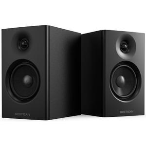 BESTISAN Powered Bookshelf Speakers, 50W Bluetooth Speakers with 4-Inch Woofer, Ideal for Record Player, Turntable, PC, and TV