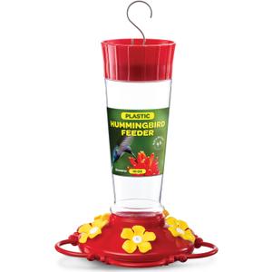 Hummingbird Feeder 10 oz Plastic Hummingbird Feeders for Outdoors, with Built-in Ant Guard - Circular Perch with 5 Feeding Ports - Wide Mouth for Easy Filling/2 Part Base for Easy Cleaning