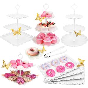 21 PCS Dessert Table Display Set White Cupcake Stand,Tiered Tray Stand Cup Cake Tower Holder, Cake Stand Serving Trays Dessert Display Stands for Tea Party Wedding Baby Shower-WhiteAmazon's Choice