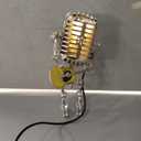 Vintage Microphone Guitar Lamp, Cool Guitar Gifts for Music Lovers and Player, USB Plug in Powered, Retro Decorations for Home, Bar, Office