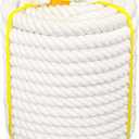 1 Inch x 50 Feet Twisted Cotton Rope 4-Strands Natural Soft White Cotton Rope for Crafts, Swing, Sports, DIY, Home Decor