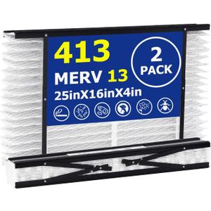 2 Pack 413 Replacement Filter Compatible with AprilAire Whole House Air Purifier 1410, 1610, 2410, 2416, 3410, 4400, MERV 13 Filters, Actual Size: 28"x16"x4", Nominal Size: 25x16x4
