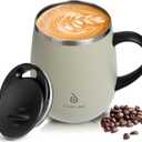 Ideus 16 oz (470 ml) Insulated Coffee Mug with Handle and Lid, Double Wall Stainless Steel Vacuum Thermal Coffee Mug, Travel Coffee Cup Thermal Cup for Home and Office (Celadon)