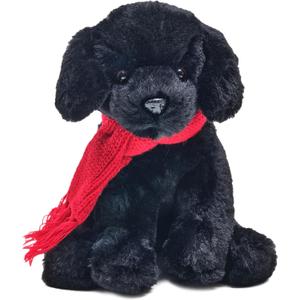 Bearington Cole The Black Labrador Puppy Christmas Stuffed Animals - 8" Black Dog Plush with Soft Fur, Floppy Body and Holiday Scarf - Adorable Labrador Stuffed Animal and Gift for Kids and Dog Lovers