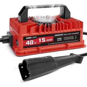 EPOWREY 15 Amp 48 Volt Golf Cart Battery Charger for Yamaha G29 with 3-Pin Leaf Plug Lead Acid for YAMAHA G29