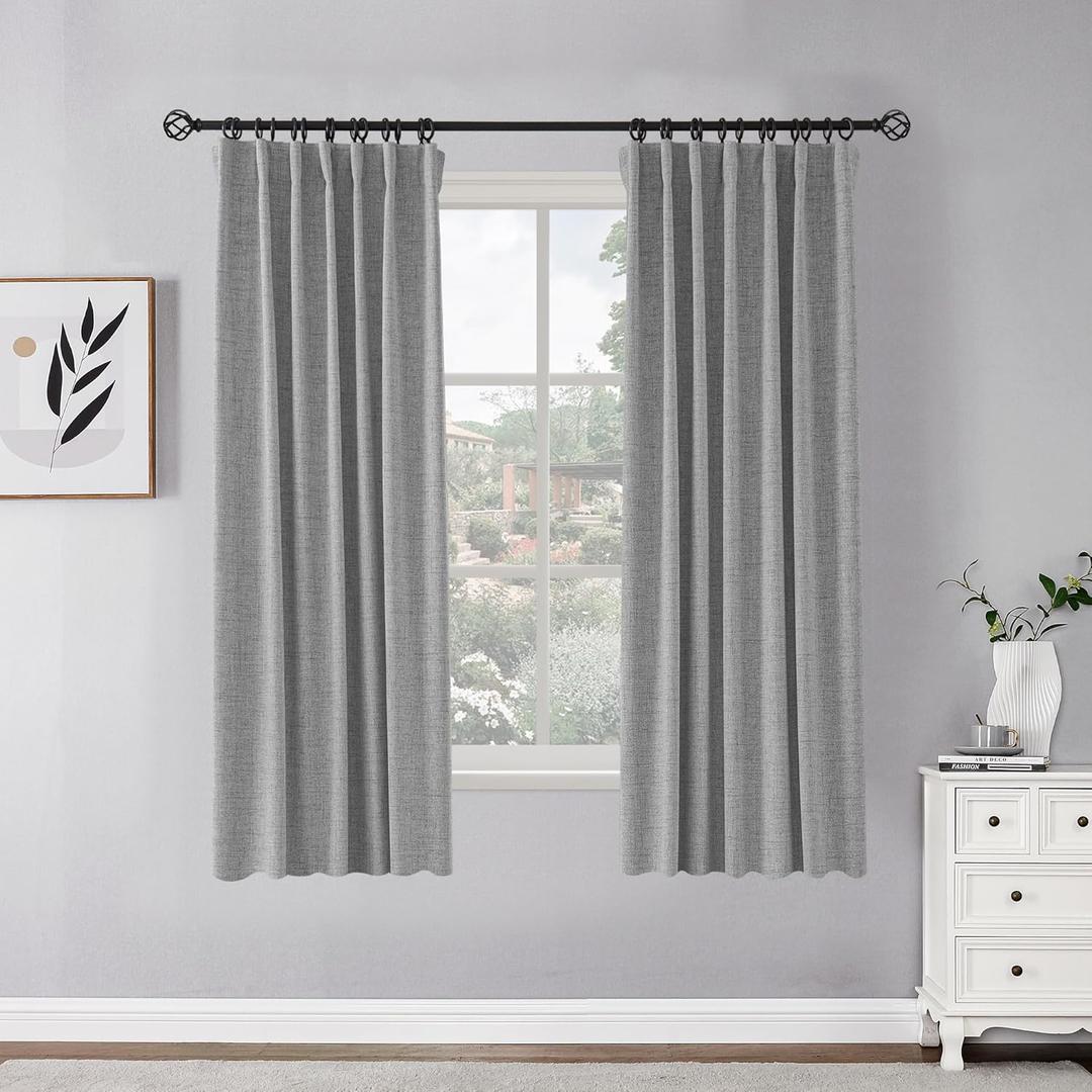 Novecozy 100% Blackout Curtains 63 Inches Length Long,Linen Thermal Insulated Curtains Drapes for Bedroom/Living Room,Rod Pocket/Back Tab/Hook Belt/Ring Clips (2 Panels,W50 x L63,Light Grey) Novecozy 100% Blackout Curtains 63 Inches Length Long,Linen Thermal Insulated Curtains Drapes for Bedroom/Living Room,Rod Pocket/Back Tab/Hook Belt/Ring Clips (2 Panels,W50 x L63,Light Grey)