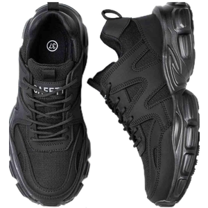 Women's Work Safety Shoes, Comfortable and Stylish Steel-Toed Footwear, Anti-Smash and Anti-Puncture Labour Insurance Shoes, Lightweight and Breathable Adventure Protection Sneakers(Black,6.5)