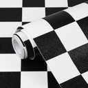 Black and White Contact Paper Mosaic Checkered Peel and Stick Wallpaper Lattice Self Adhesive Waterproof Vinyl Roll for Bathroom Kitchen Backsplash Cabinets Shelf Liners Drawers 17.3"x80"