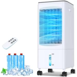 Portable Air Conditioners, 1.6 Gal Fast Cooling Evaporative Air Cooler, Portable AC Unit w/3 Spds & Cooling Mode, Swamp Cooler w/Remote, Windowless Air Conditioner for Room Office Garage (Black)