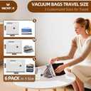 Travel Vacuum Storage Bags, 6 Pack Carry-On Size for Luggage and Suitcase, Vacuum Storage Bags, Vacuum for Bags Storage, Space Saver for Clothes & Clothing - 80% Space Saver(No pump)