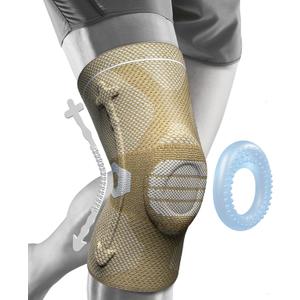 NEENCA Professional Knee Brace for Pain Relief, Medical Knee Compression Sleeve, Knee Support with Horizontal Knit Tech for Meniscus Tear, ACL, Arthritis, Joint Pain, Runner, Workout (Beige, S)