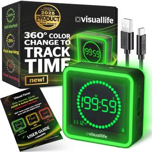 Visual Life Timer for Kids, Adults, ADHD, Autism & Dyslexia  New Timed Color Cues Anchor Focus, Track Progress & Guide Transitions  for Home, Teacher Classrooms, Homeschool, Business & Groups