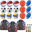 Leyndo 18 Pcs Sport Balls Bulk Set Basketball Football Volleyball Soccer Playground Baseball with Sport Equipment Bag Pump for Youth Adults Outdoor Indoor Practice Gift Back to School, Blue