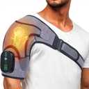 Shoulder Heating Pad, Cordless Electric Heating Pad for Shoulders with 3 Vibration Mode, 3 Heat Adjustable, Portable Heated Wrap for Shoulder Pain Relief, Chrismas Birthday Gift for Women Men (Black Grey)