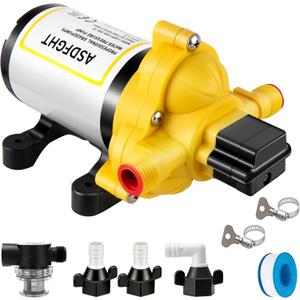 33-Series Professional Grade Water Pump - 12V DC Diaphragm Pump, 4.0GPM, 50PSI, Self-Priming, Thermal Overload, CE Certified, for RV, Marine, Garden Irrigation