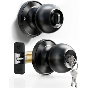 2 Pack Veise K01 Keyed Entry Door Knob with Lock & Key