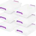 IRIS USA 6 Qt. Plastic Craft Storage Container Bins with Lids, 6 Pack, Small Art & Office Supply Organizer Tote, Sensory Bins & Boxes for Home & University, Stackable, Secure Latch Buckles, Clear
