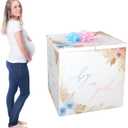 AmazingSpark 28in Jumbo Gender Reveal Gift Box Kit with Oversized Box Giant Pull Bows for Gender Reveal Baby Shower Birthday Party Decor(Boho Flower)