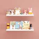 Floating Shelves for Wall Décor 24 Inch Long Set of 2 Nursery Book Shelves Bathroom Shelves Over Toilet Shelf for Books, Plants, Toys, Photo Frames, Picture Ledge-Black