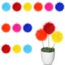 Bucherry 12 Pcs Pom Pom Potted Plant Decoration Blue Red Yellow Party Decoration for Celebration Party Birthday Wedding Fiesta Plant and Outdoor Decor