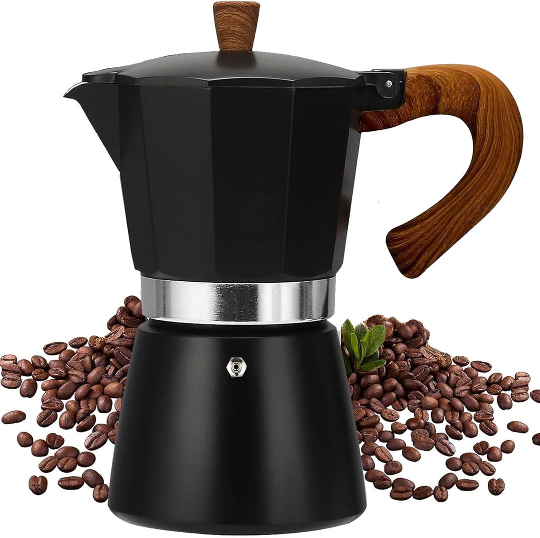 MORDEN MS Moka Pot, Stovetop Espresso Maker, Italian Coffee Maker, Stovetop Cuban Coffee Pots and Espresso Maker Percolator - Black (Black-10 oz)