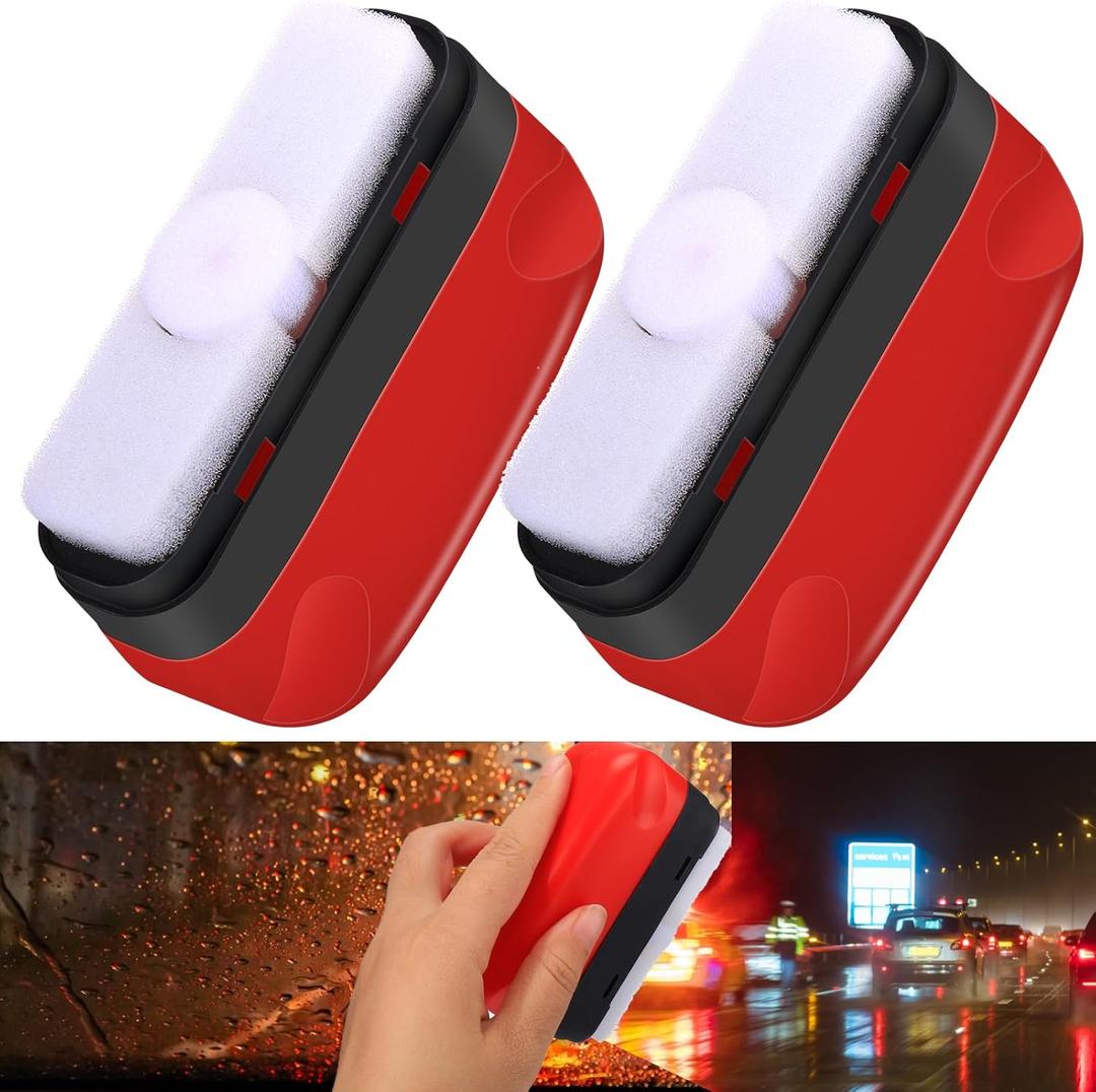Vodolo Automotive Oil Film Cleaning Brush, 2 PCS Reusable Rain and Fog Proof Automatic Car Glass Cleaning Board Brushes for Windshield, One-Piece Automobile Auto Oil Film Cleaning Brush for Car Windows