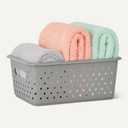 Amazon Basics Decorative BPA-Free Plastic Storage Baskets, 9.9 x 7.4 x 4.16, Grey, Pack of 6