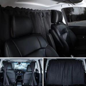 MEEWOO Car Divider Privacy Curtain, Blackout Suede Sun Shade Cover Front & Rear Seat Partition Space Divider Auto Van Truck Interior Accessories for Family Camping Baby Sleeping (Black, Large)