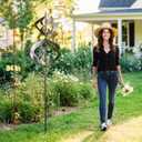 LimeHill Wind Spinner for Yard and Garden - Large Metal Windspinners for Outdoor Decorations (Silver Spherality)