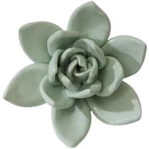 Succulent Plant, 3.54" Ceramic Wall Decor Artificial 3D Flower Wall Art, Handmade 3D Wall Art Hanging Sculpture, Porcelain Flower Wall Decor (Light Green)