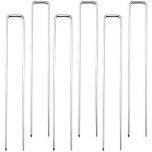 12 Inch 8 Gauge Landscape Staples Galvanized Garden Stakes Heavy Duty Sod Pins Fence Ground Stakes for Weed Barrier Fabric Ground Cover Dripper Irrigation Tubing Soaker (17  Pieces)