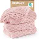 Bedsure Blanket Queen Size for Bed - 350GSM Fluffy Plush Bubble Blanket Queen Size for Home Room Decor, GentleSoft Cute Fleece Soft Cozy Gifts for Women Girls, Pink, 90x90 Inches