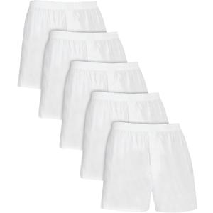 Fruit of the Loom Men's Tag Free Woven Boxer Shorts, Relaxed Fit, Moisture Wicking, White, Large US 5 Pack