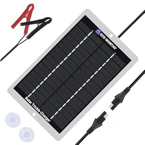 ECO-WORTHY Solar Battery Charger 12 Volt Waterproof Portable Power Solar Panel Solar Trickle Car Battery Charger Maintainer for Car Truck Boat RV Motorcycle Marine Trailer Battery，Plug and Play